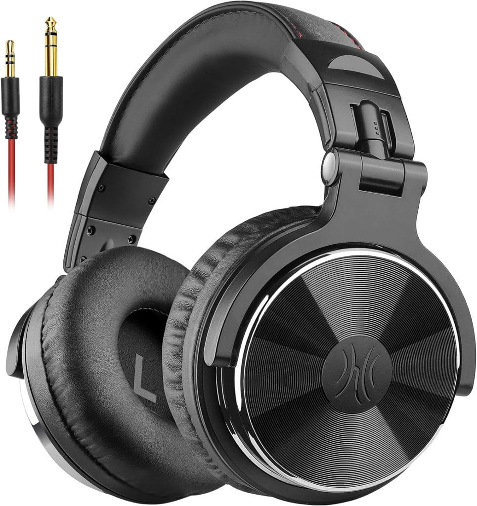 OneOdio Wired Over Ear Headphones Studio Monitor  Mixing DJ Stereo Headsets with 50mm Neodymium Drivers and 1/4 to 3.5mm Jack for AMP Computer Recording Podcast Keyboard Guitar Laptop - Black