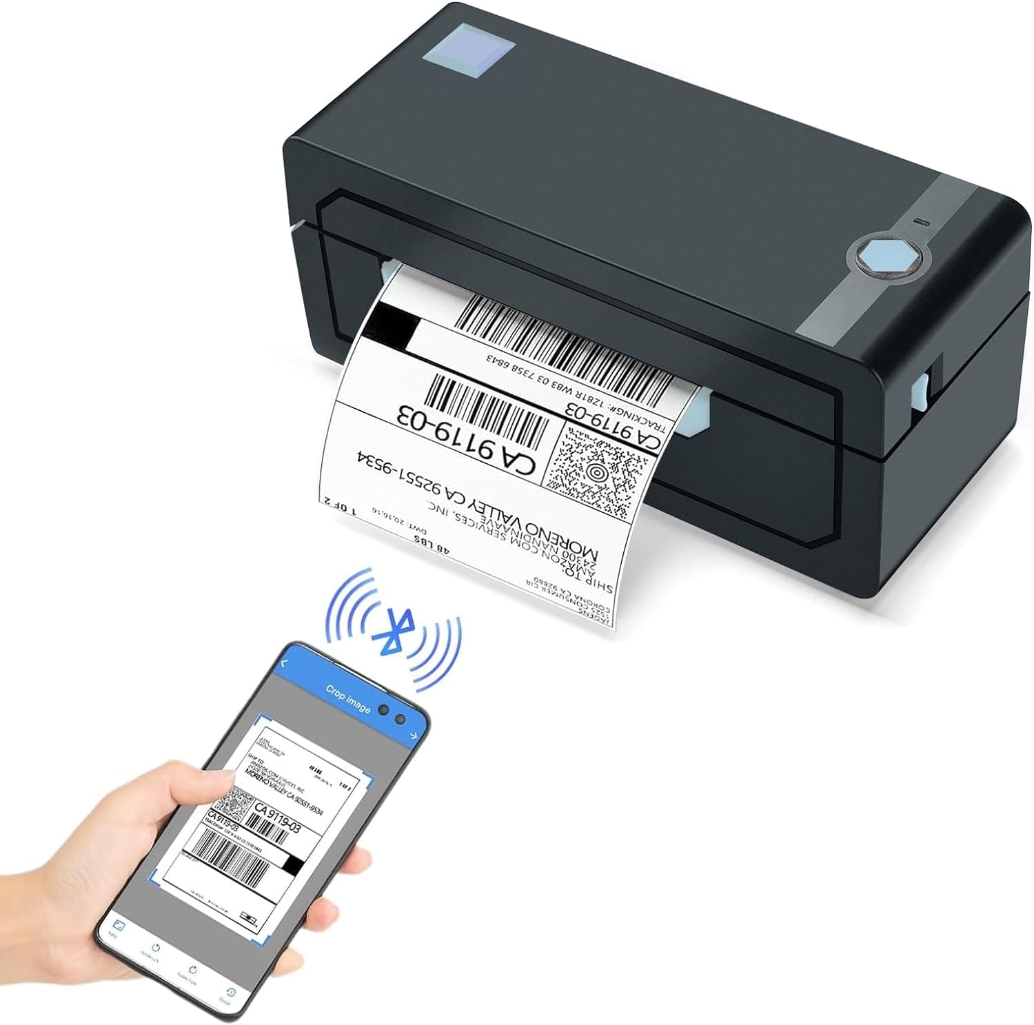 JADENS Bluetooth Thermal Shipping Label Printer – Wireless 4x6 Shipping Label Printer, Compatible with AndroidiPhone and Windows, Widely Used for Ebay, Amazon, Shopify, Etsy, USPS